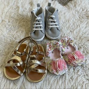 3 Pairs 6-12 Month Baby Girls Shoes